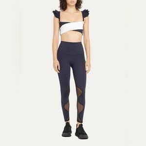 PORT DE BRAS Navy with Black Mesh Detail Leggings Estimated Size Small